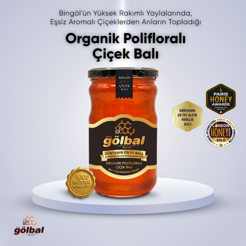 Organik Polifloralı  (Çok Çiçekli) Bal 4 x 850 Gr.