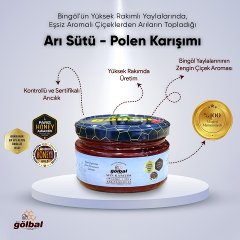 MİX  Karışım (Arısütü - Bal - Polen ) 3 x 330 Gr.