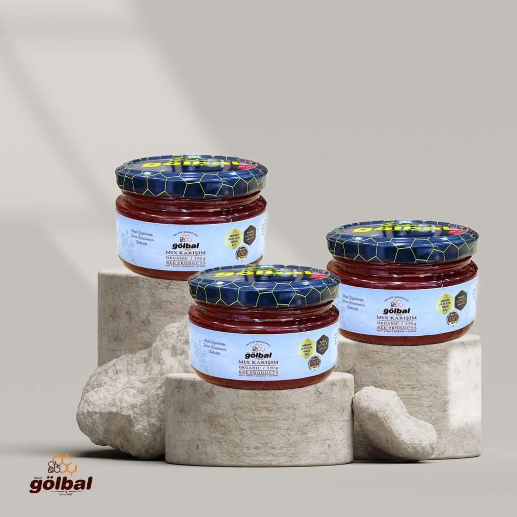 MİX  Karışım (Arısütü - Bal - Polen ) 3 x 330 Gr.