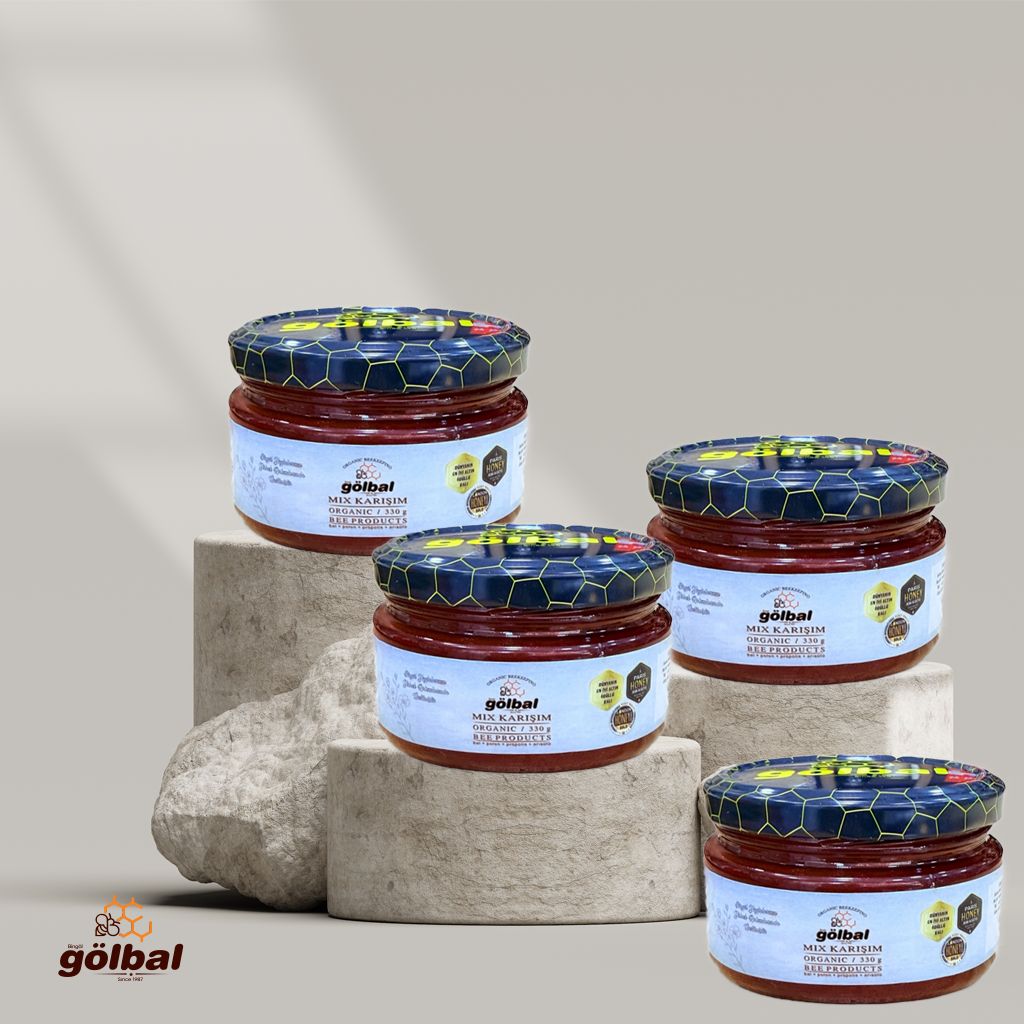 MİX  Karışım (Arısütü - Bal - Polen ) 4 x 330 Gr.
